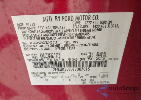 2014 Ford Flex Sel z USA, uszkodzony, nr VIN 2FMGK5C80EBD07015